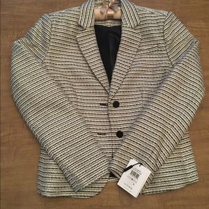 Calvin Klein tweed blazer with woven gold thread
